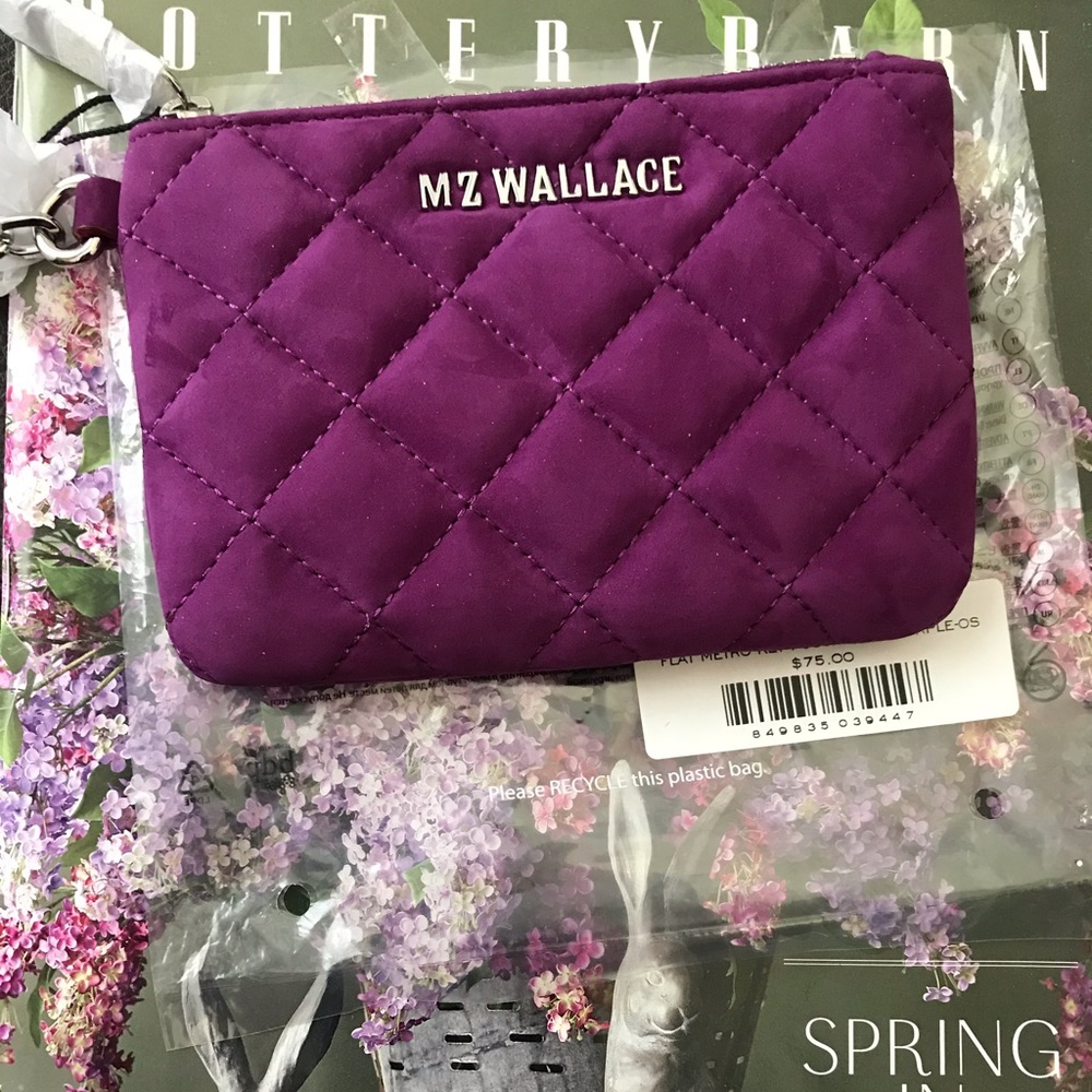 NWT MZ Wallace Dark Purple Suede Keypouch